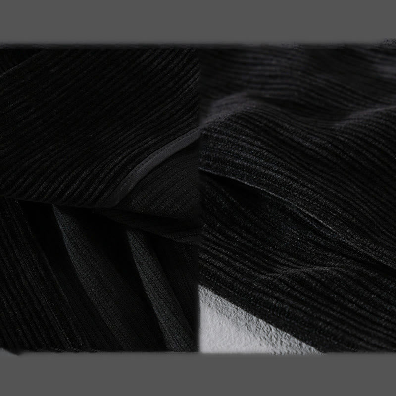 Buddha Stones Commute V-neck Simple Ribbed Texture Design Long Sleeve Men's Jacket - image 17