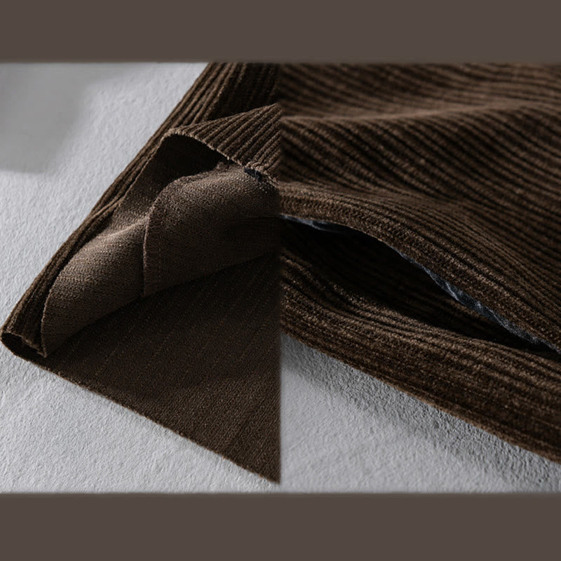 Buddha Stones Commute V-neck Simple Ribbed Texture Design Long Sleeve Men's Jacket - image 10