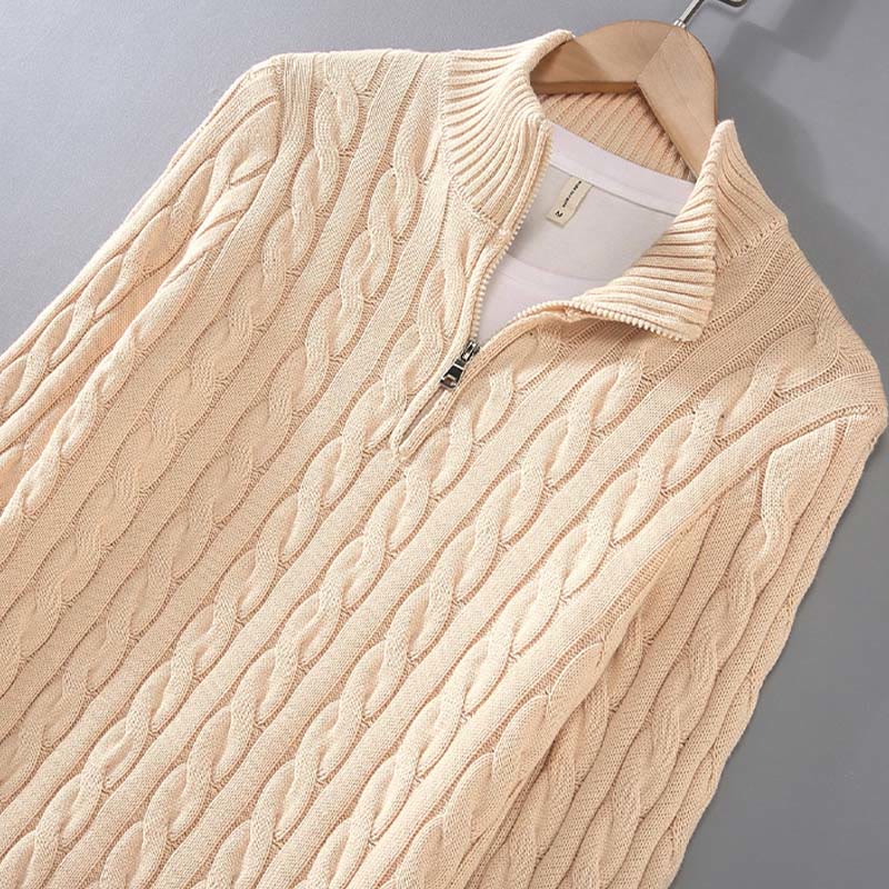 Buddha Stones Winter Textured High Neck Zipper Design Men's Long Sleeve Cotton Sweater - image 6