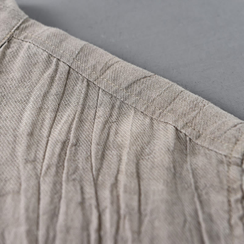 Buddha Stones Solid Long Sleeve Creases Design Buttons Down Ramie Linen Men's Shirts - image 11