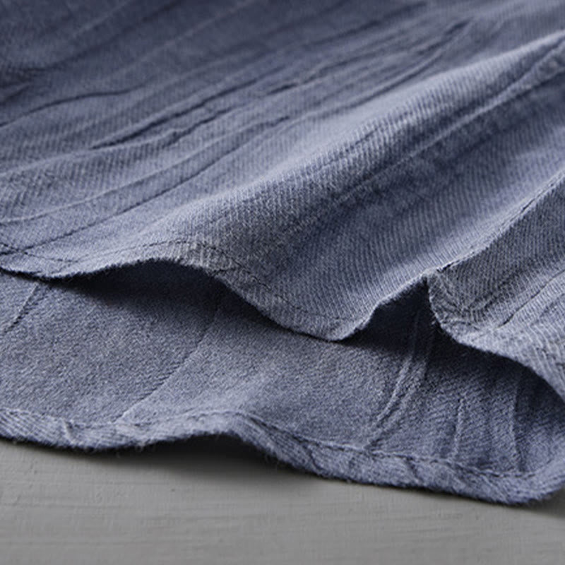 Buddha Stones Solid Long Sleeve Creases Design Buttons Down Ramie Linen Men's Shirts - image 18