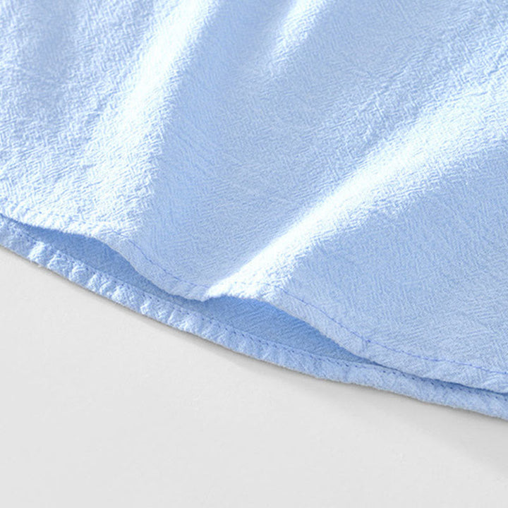 Buddha Stones Spring Fall Solid Long Sleeve Half Button Cotton Men's Shirts - image 5