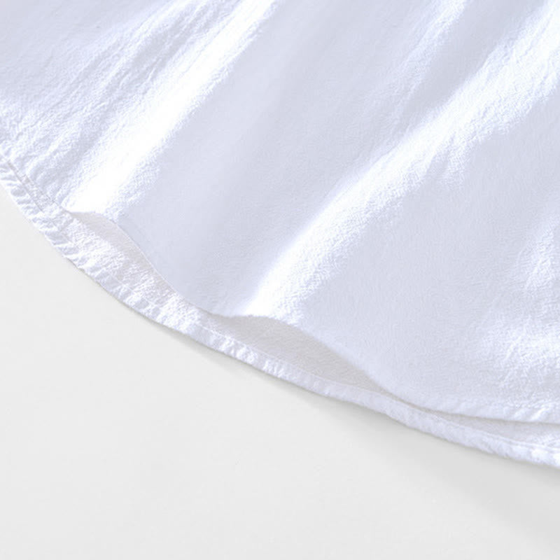 Buddha Stones Spring Fall Solid Long Sleeve Half Button Cotton Men's Shirts - image 7