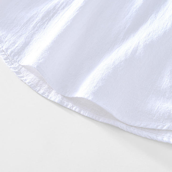 Buddha Stones Spring Fall Solid Long Sleeve Half Button Cotton Men's Shirts - image 7