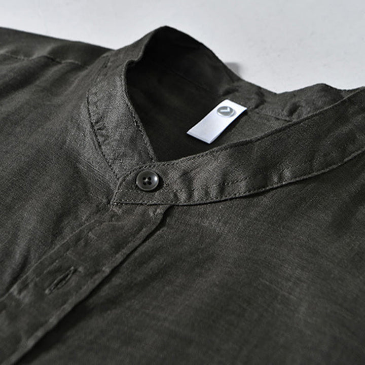 Buddha Stones Simple Fall Long Sleeve Buttons Design Linen Men's Shirts - image 19