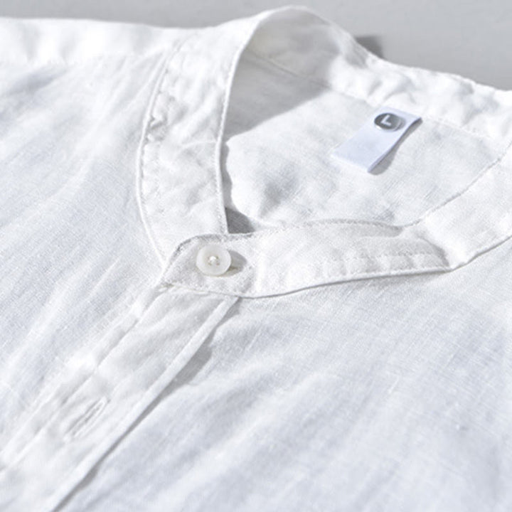 Buddha Stones Simple Fall Long Sleeve Buttons Design Linen Men's Shirts - image 10