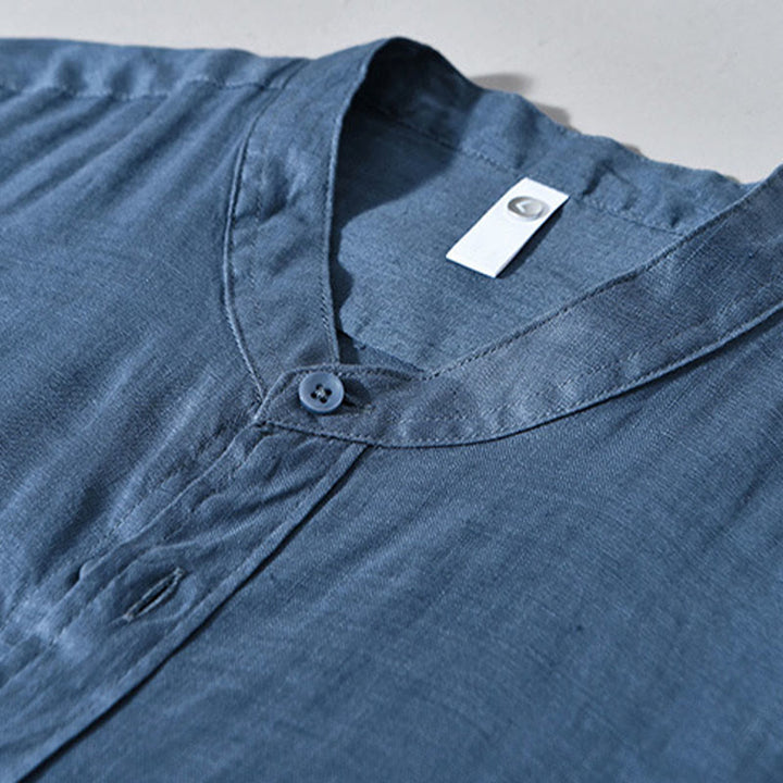 Buddha Stones Simple Fall Long Sleeve Buttons Design Linen Men's Shirts - image 16