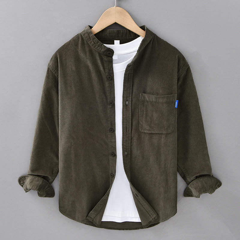 Buddha Stones Plain Button Down Cotton Corduroy Men's Long Sleeve Jacket - Olive - US/UK/AU42,EU52 (3XL) - image 17