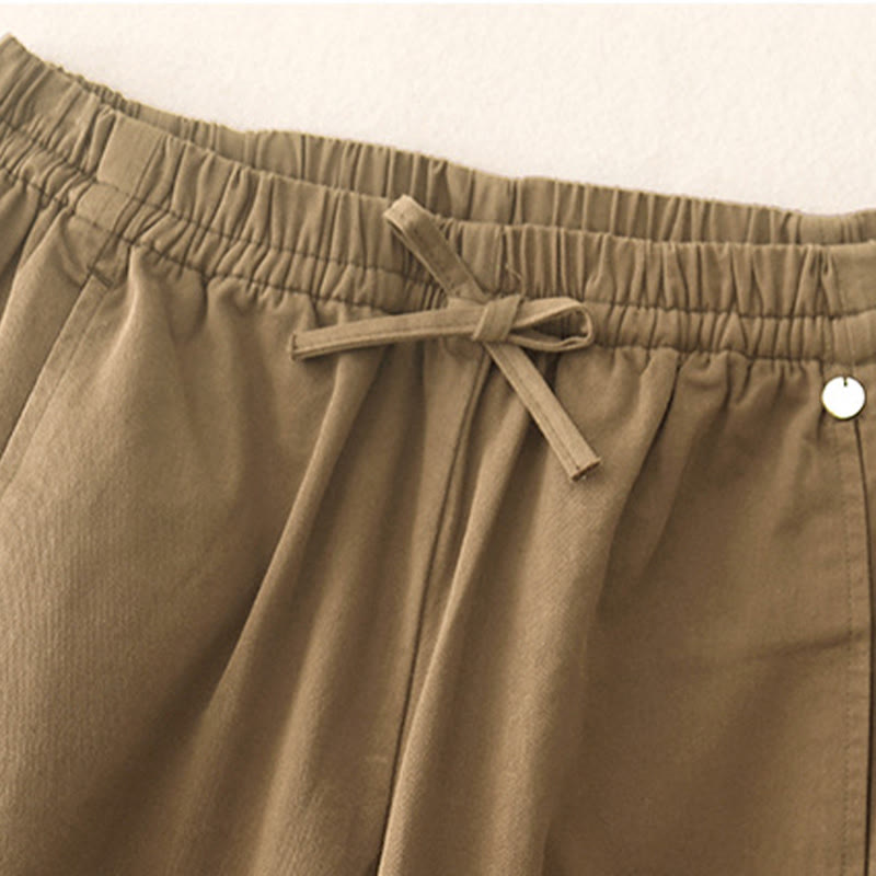 Buddha Stones Plain 7-8 Length Women's Harem Cotton Pants With Pockets - image 4