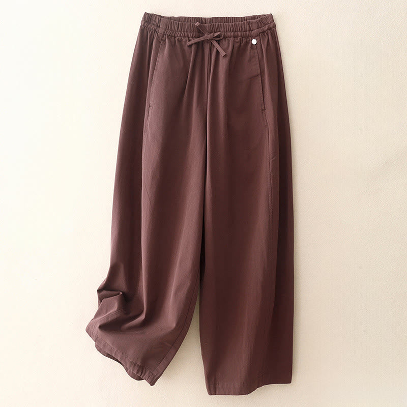 Buddha Stones Plain 7-8 Length Women's Harem Cotton Pants With Pockets - DarkRed - US8-10,UK/AU12-14,EU40-42 (2XL) - image 5