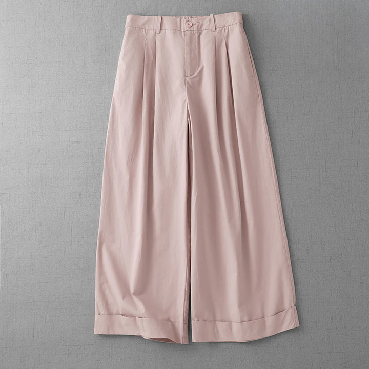 Buddha Stones Casual Plain Polyester Women's 7-8 Length Wide Leg Pants With Pockets - MistyRose - US14,UK/AU18,EU46 (2XL) - image 0