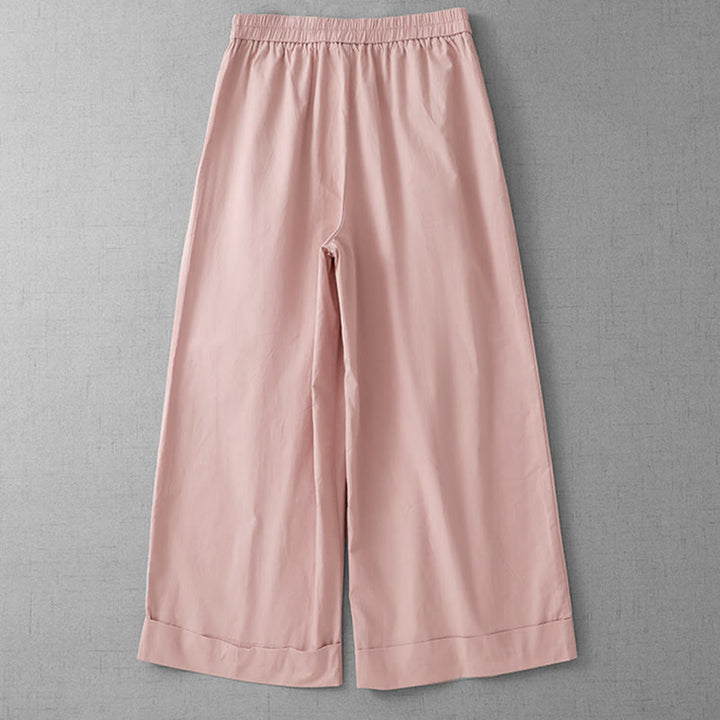 Buddha Stones Casual Plain Polyester Women's 7-8 Length Wide Leg Pants With Pockets - image 1