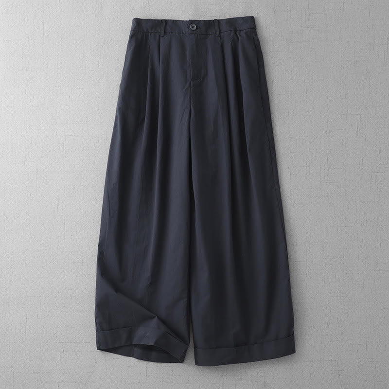 Buddha Stones Casual Plain Polyester Women's 7-8 Length Wide Leg Pants With Pockets - MidnightBlue - US14,UK/AU18,EU46 (2XL) - image 12