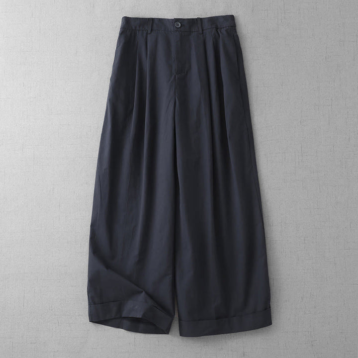 Buddha Stones Casual Plain Polyester Women's 7-8 Length Wide Leg Pants With Pockets - MidnightBlue - US14,UK/AU18,EU46 (2XL) - image 12