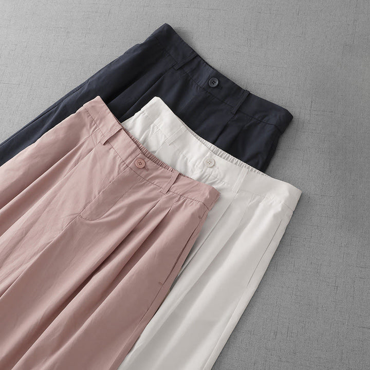 Buddha Stones Casual Plain Polyester Women's 7-8 Length Wide Leg Pants With Pockets - image 18