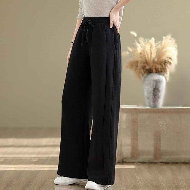 Buddha Stones Casual Plain Cotton Women's Wide Leg Pants With Pockets - image 13