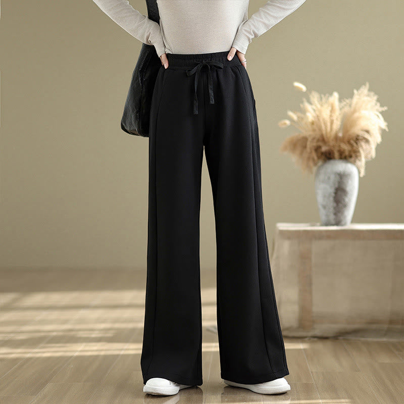 Buddha Stones Casual Plain Cotton Women's Wide Leg Pants With Pockets - Black - US8-10,UK/AU12-14,EU40-42 (2XL) - image 10