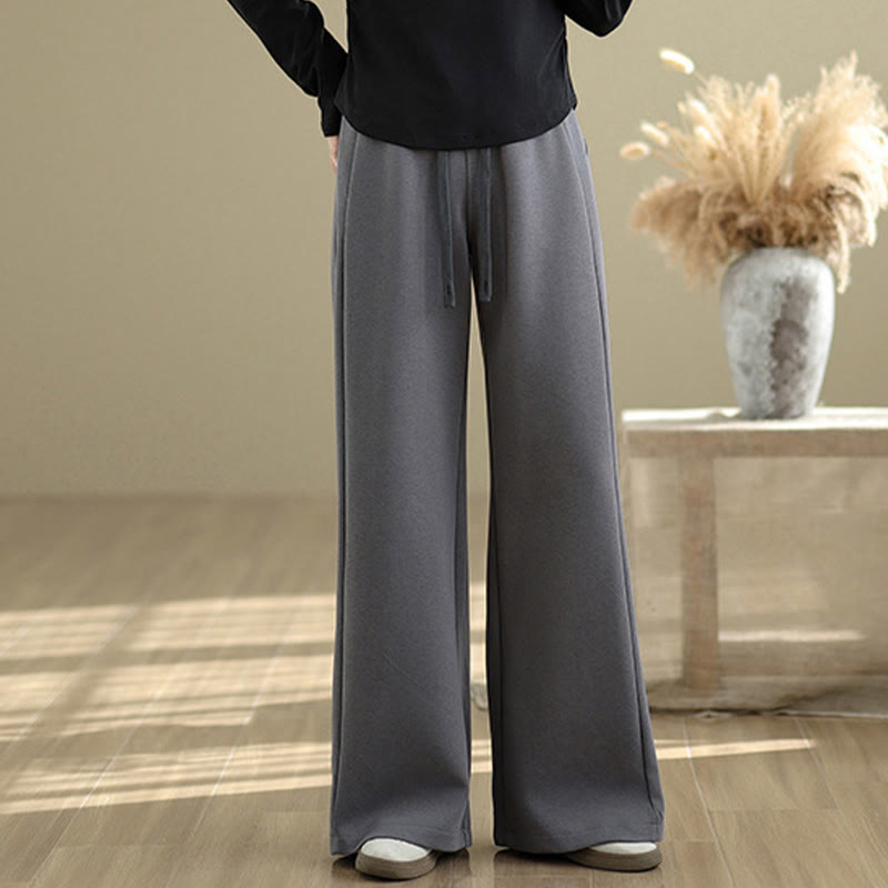 Buddha Stones Casual Plain Cotton Women's Wide Leg Pants With Pockets - DimGray - US8-10,UK/AU12-14,EU40-42 (2XL) - image 16
