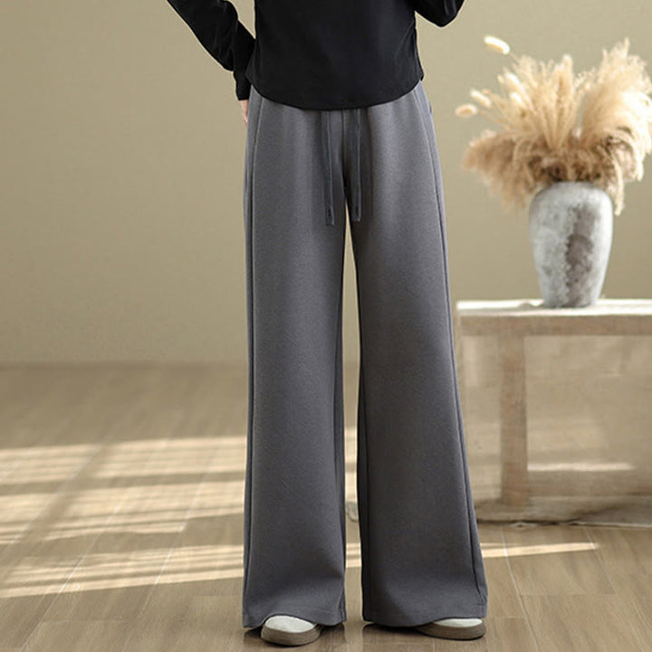 Buddha Stones Casual Plain Cotton Women's Wide Leg Pants With Pockets - DimGray - US8-10,UK/AU12-14,EU40-42 (2XL) - image 16