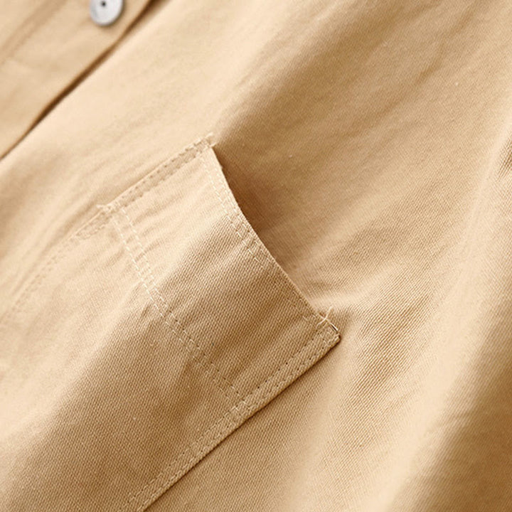 Buddha Stones Casual Women's Stand Collar Long Sleeve Design Plain Cotton Shirt - image 6