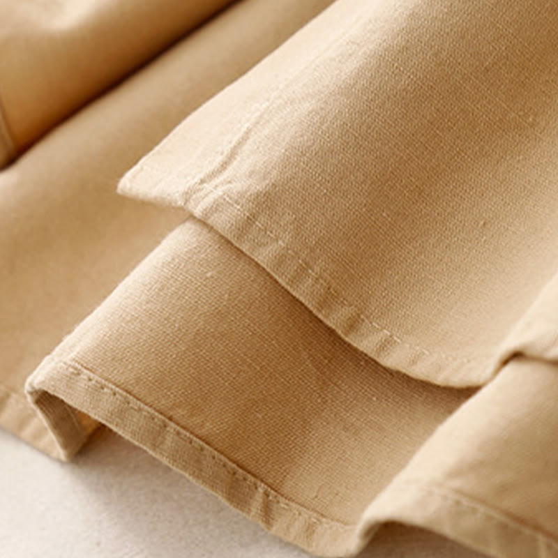 Buddha Stones Casual Women's Stand Collar Long Sleeve Design Plain Cotton Shirt - image 7