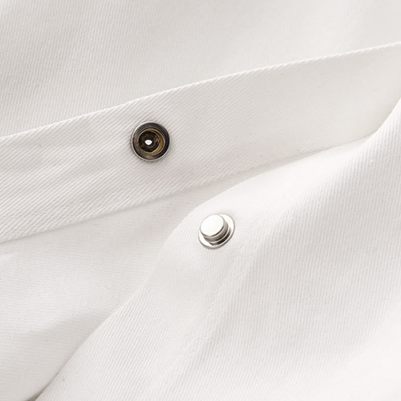 Buddha Stones Casual Women's Stand Collar Long Sleeve Design Plain Cotton Shirt - image 12