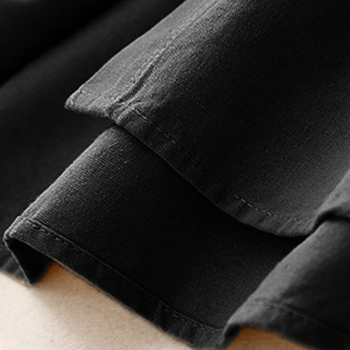 Buddha Stones Casual Women's Stand Collar Long Sleeve Design Plain Cotton Shirt - image 17