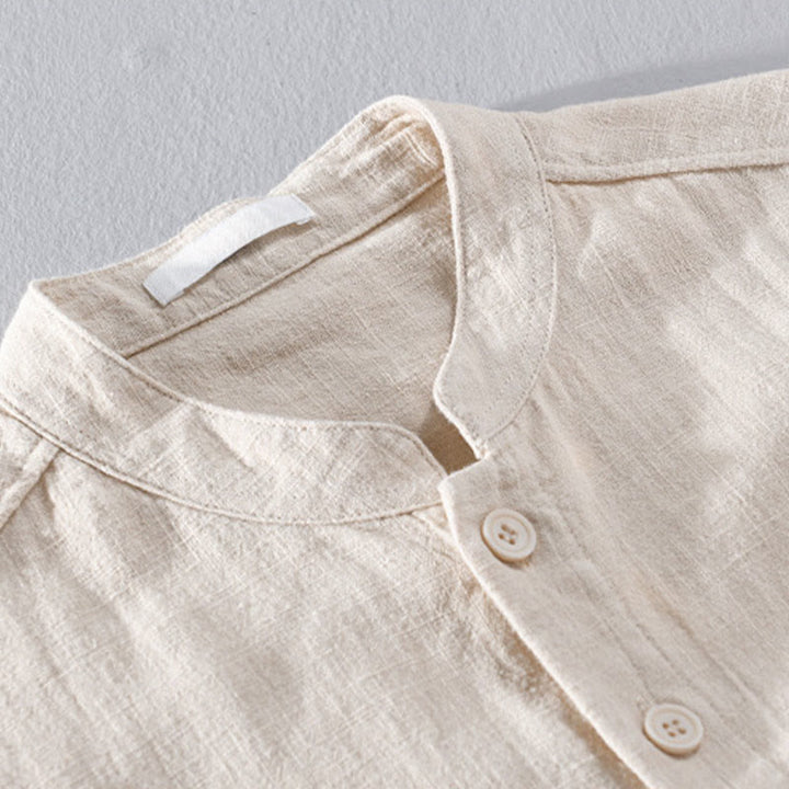 Buddha Stones Solid Long Sleeve Button Down Ramie Cotton Men's Shirts With Pockets - image 9