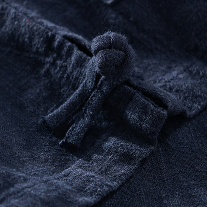 Buddha Stones Solid Long Sleeve Button Down Ramie Cotton Men's Shirts With Pockets - image 24