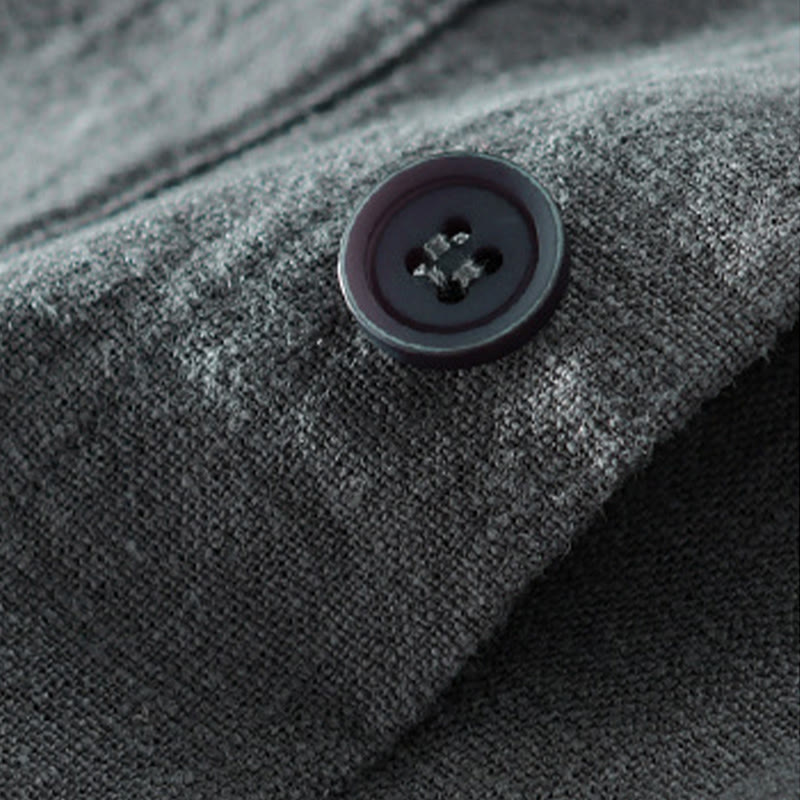 Buddha Stones Solid Long Sleeve Button Down Ramie Cotton Men's Shirts With Pockets - image 6