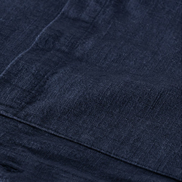 Buddha Stones Solid Long Sleeve Button Down Ramie Cotton Men's Shirts With Pockets - image 21