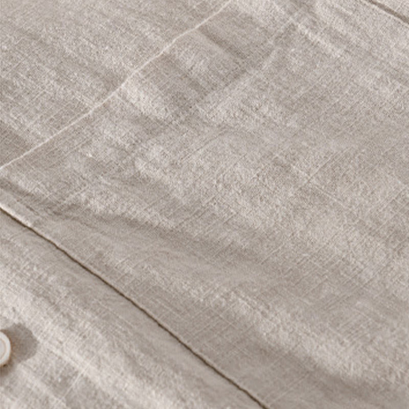 Buddha Stones Solid Long Sleeve Button Down Ramie Cotton Men's Shirts With Pockets - image 12