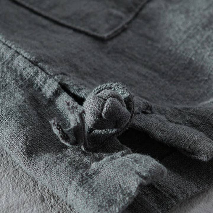 Buddha Stones Solid Long Sleeve Button Down Ramie Cotton Men's Shirts With Pockets - image 7