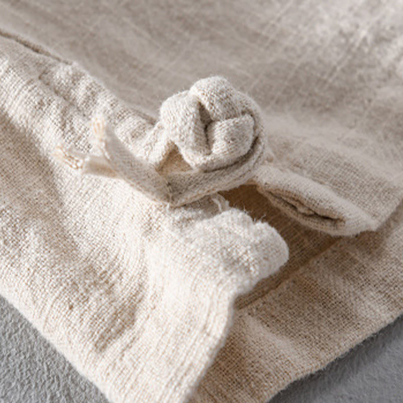 Buddha Stones Solid Long Sleeve Button Down Ramie Cotton Men's Shirts With Pockets - image 15