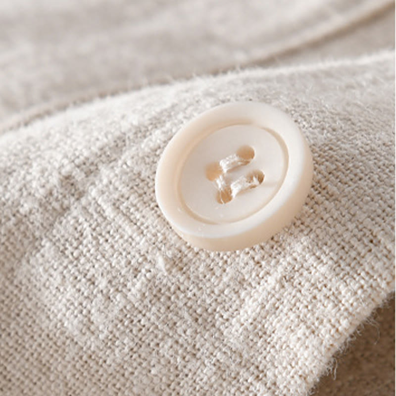 Buddha Stones Solid Long Sleeve Button Down Ramie Cotton Men's Shirts With Pockets - image 14