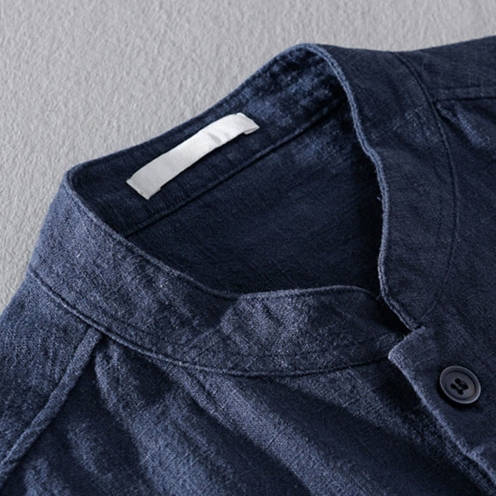 Buddha Stones Solid Long Sleeve Button Down Ramie Cotton Men's Shirts With Pockets - image 20