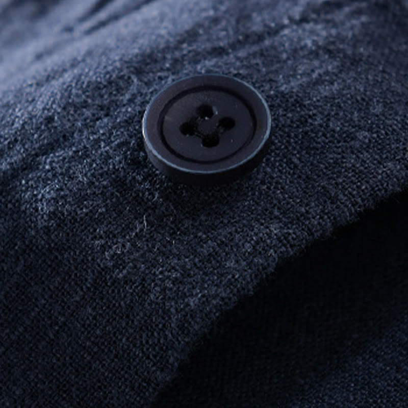 Buddha Stones Solid Long Sleeve Button Down Ramie Cotton Men's Shirts With Pockets - image 23