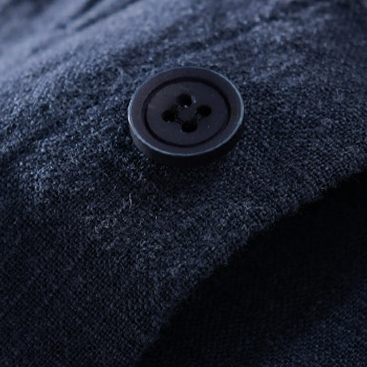 Buddha Stones Solid Long Sleeve Button Down Ramie Cotton Men's Shirts With Pockets - image 23