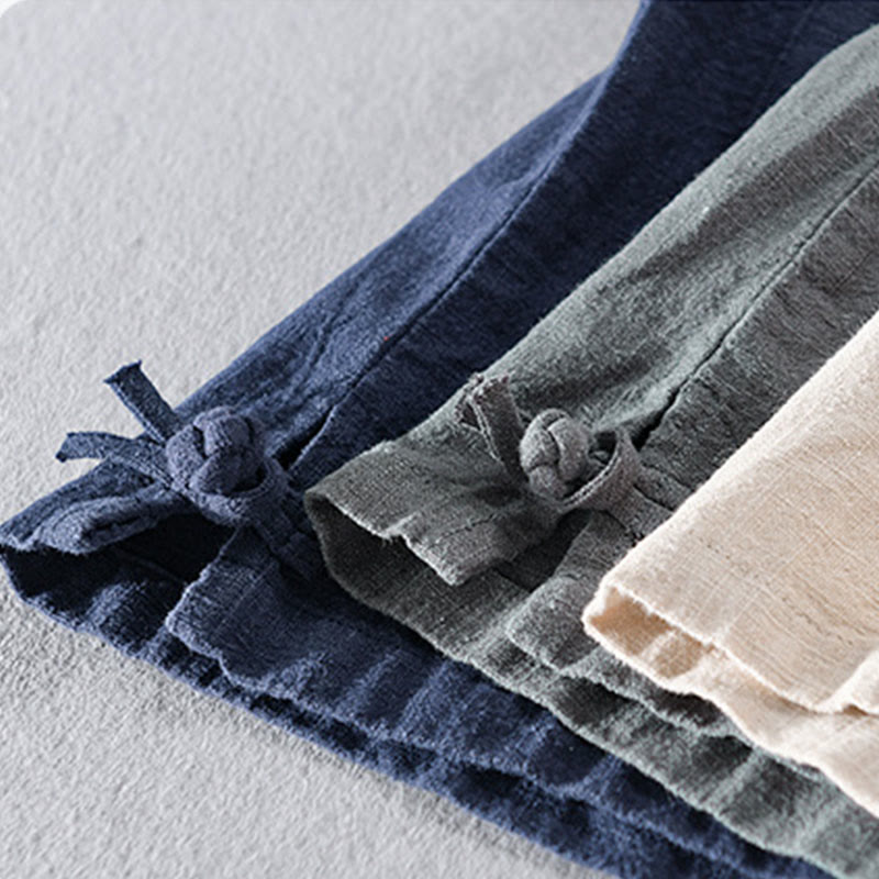 Buddha Stones Solid Long Sleeve Button Down Ramie Cotton Men's Shirts With Pockets - image 26