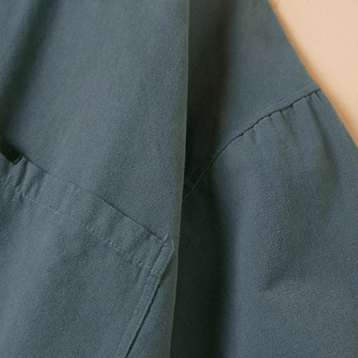 Buddha Stones Casual Buttons Design Women's Stand Collar Long Sleeve Cotton Shirt - image 2