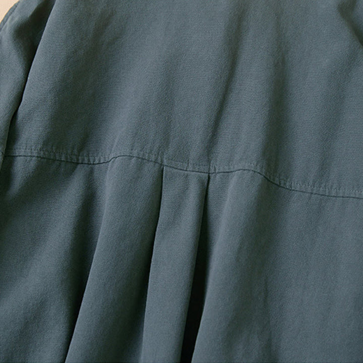 Buddha Stones Casual Buttons Design Women's Stand Collar Long Sleeve Cotton Shirt - image 3