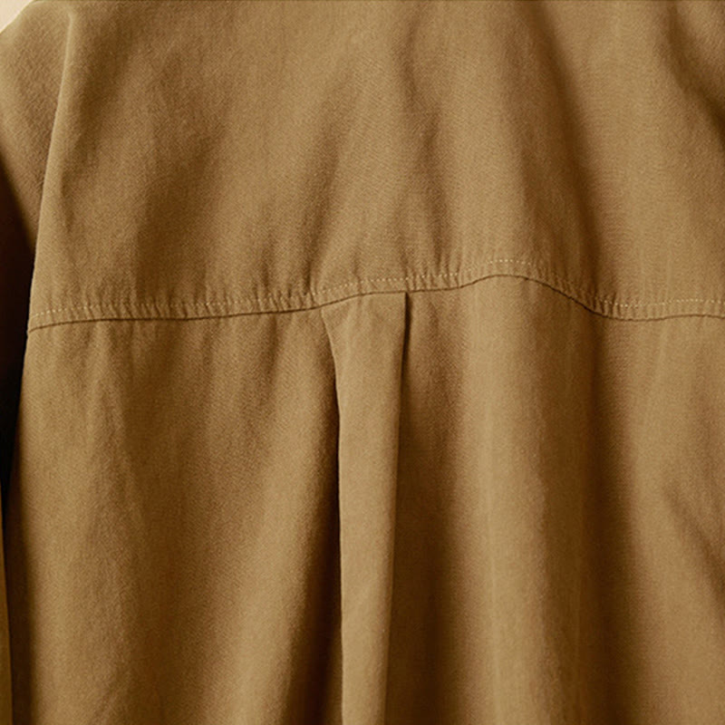 Buddha Stones Casual Buttons Design Women's Stand Collar Long Sleeve Cotton Shirt - image 14