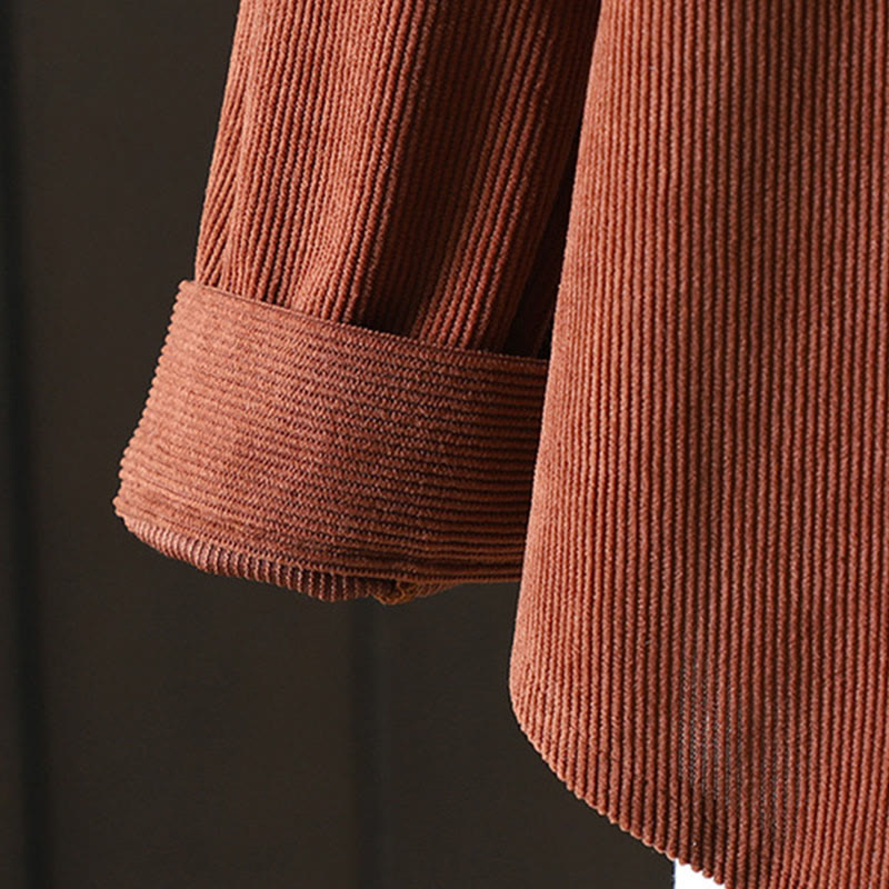 Buddha Stones Corduroy Women's Cotton Long Sleeve Jacket With Pockets - image 11