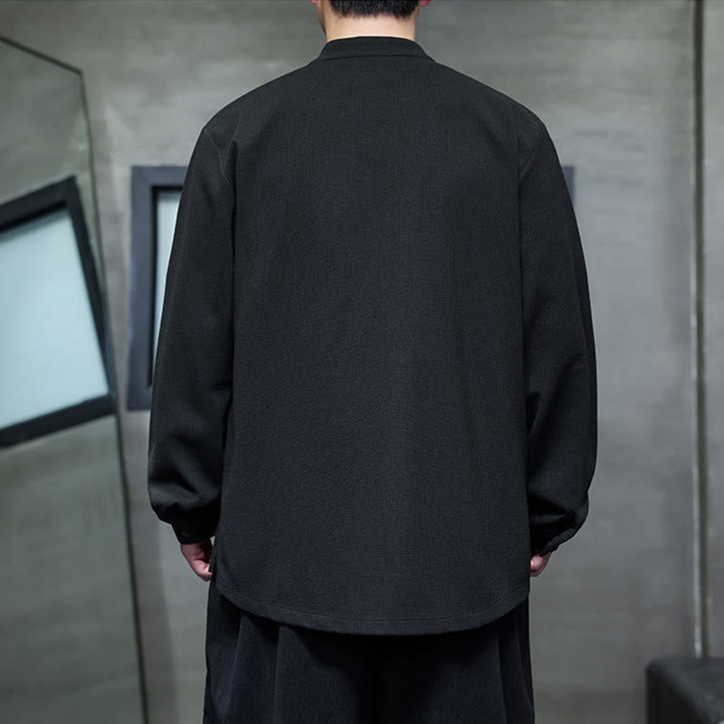 Buddha Stones Frog-Button Swallow Embroidery Stand Collar Long Sleeve Tang Suit Men's Shirt - image 3