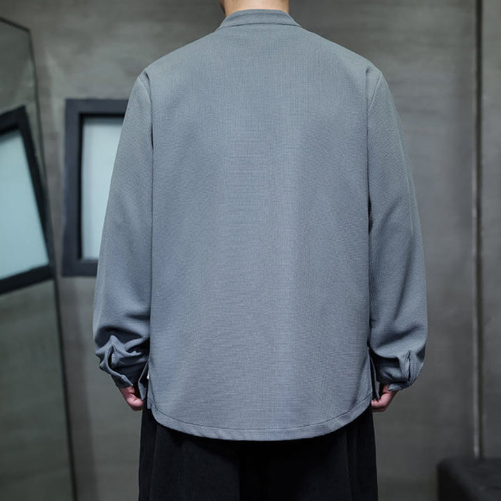 Buddha Stones Frog-Button Swallow Embroidery Stand Collar Long Sleeve Tang Suit Men's Shirt - image 16