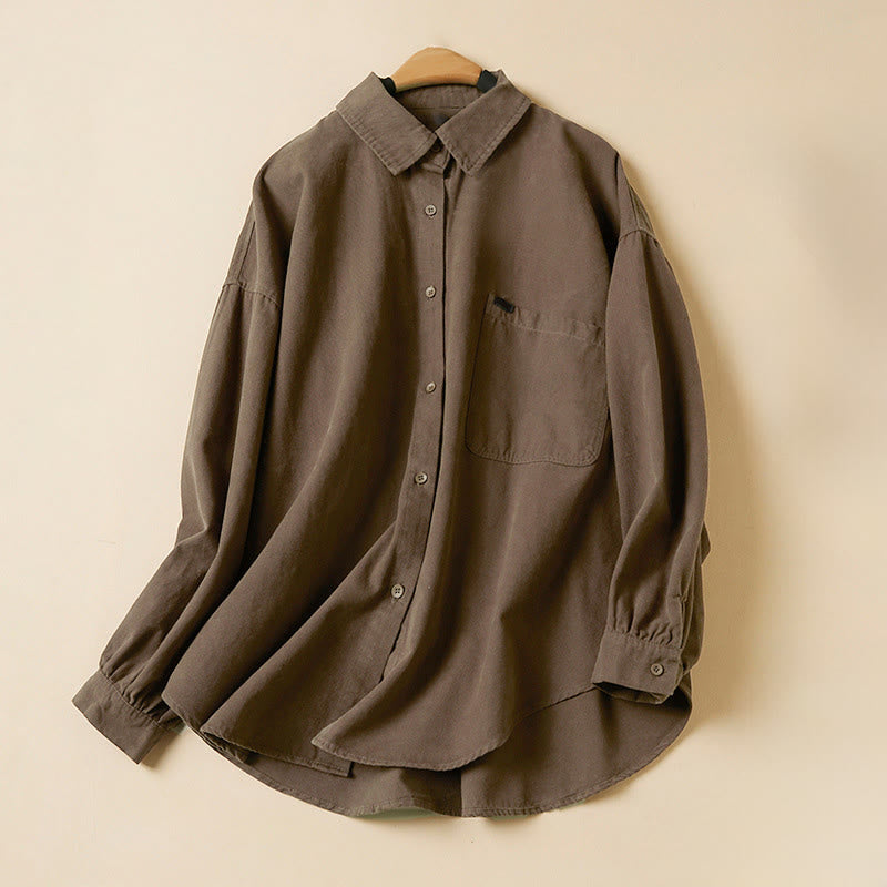 Buddha Stones Casual Buttons Design Women's Stand Collar Long Sleeve Cotton Shirt - Sienna - US14,UK/AU18,EU46 (2XL) - image 15