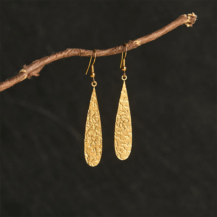 Buddha Stones Elegant Titanium Steel Balance Hammer Marks Earrings - image 1