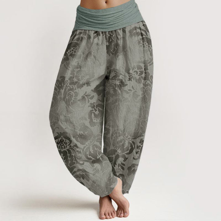 Buddha Stones Pure Cotton Casual Flower Leaves Design Women's Elastic Waist Harem Pants - DarkSeaGreen - US22,UK/AU26,EU54 (6XL) - image 8