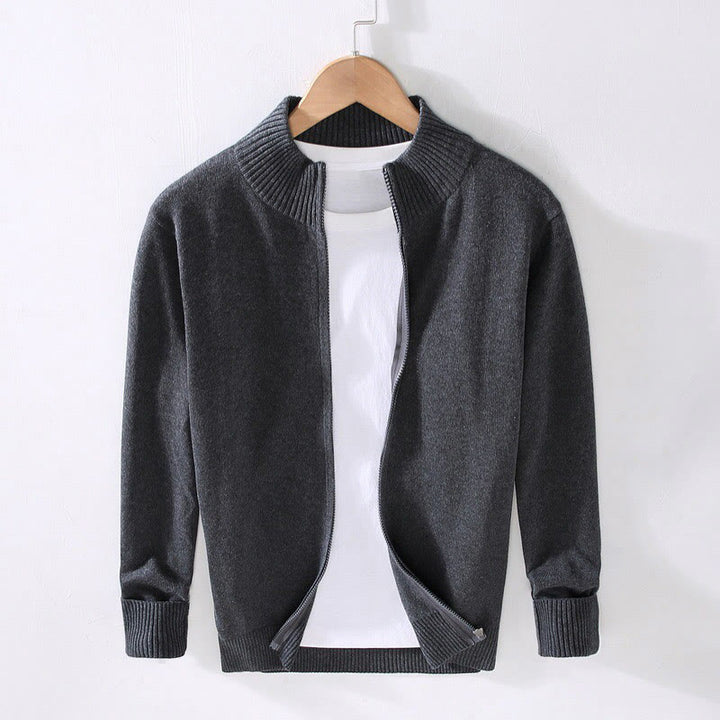Buddha Stones Plain Zipper Ribbed Bottom Hem Design Men's Long Sleeve Cotton Jacket - DimGray - US/UK/AU42,EU52 (3XL) - image 14