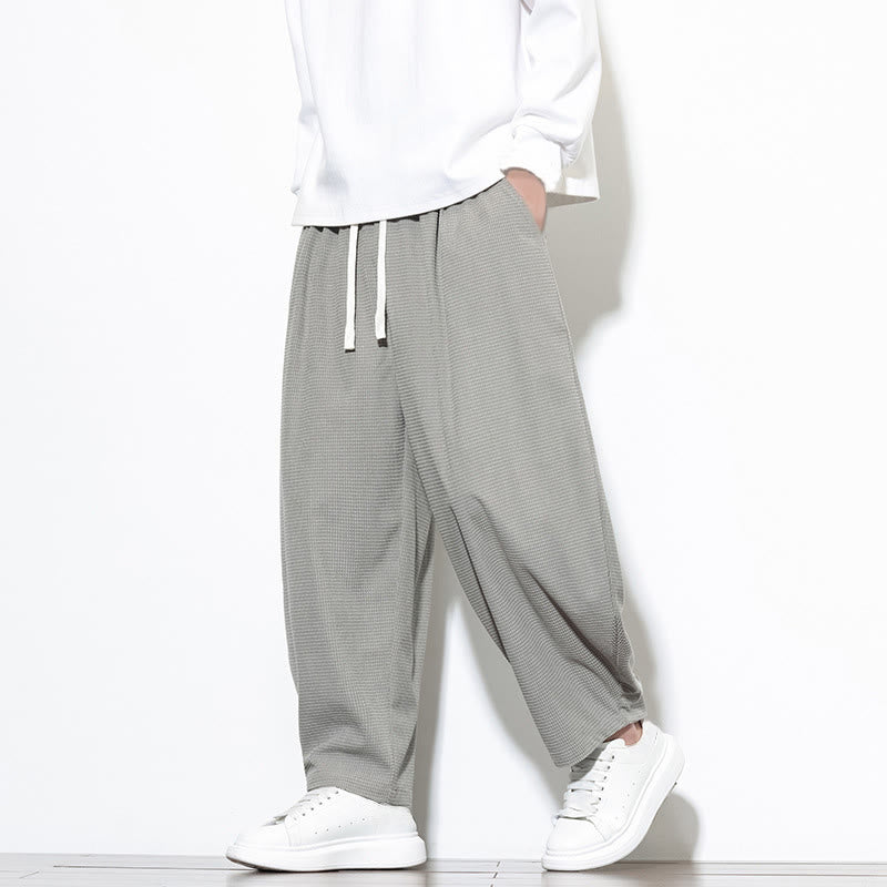 Buddha Stones Men's Plain Pure Cotton Corduroy Ankle-Length Harem Pants With Pockets - LightGrey - US/UK/AU46,EU56 (5XL) - image 8